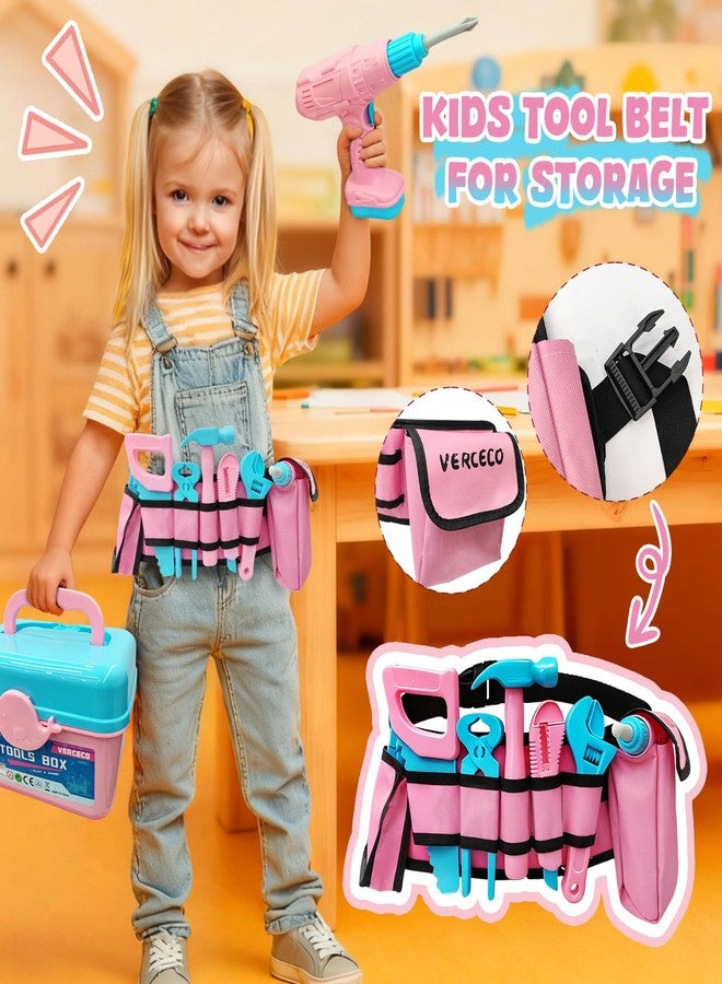 Verceco Kids Tool Set 55Pcs Tool Box Toddler Tool Kit for Girls Play Tools Toy with Tool Belt Electronic Toy Drill Safety Vest Pretend Play Construction Toy for Girls Boys Ages 3 4 5 6 7 Years Old - Image 4